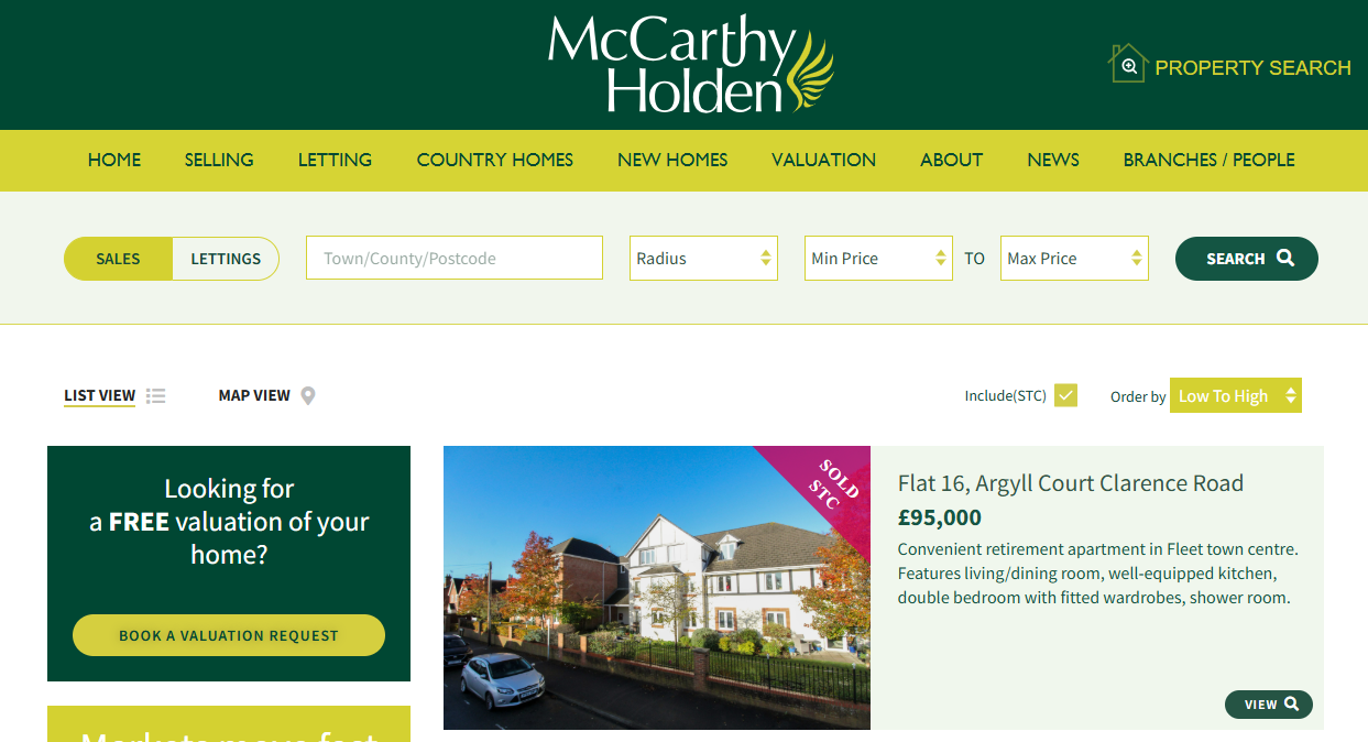 Example of a bespoke estate agency website powered by Property Hive