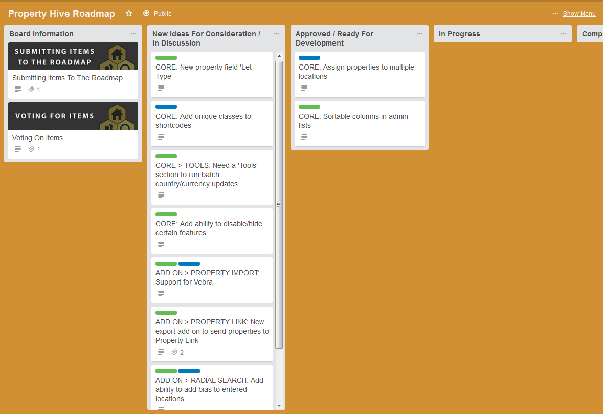 Property Hive Trello Roadmap