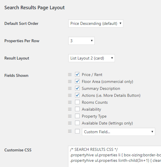 Template Assistant Search Results Settings