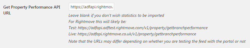Rightmove Stats API URL Settings