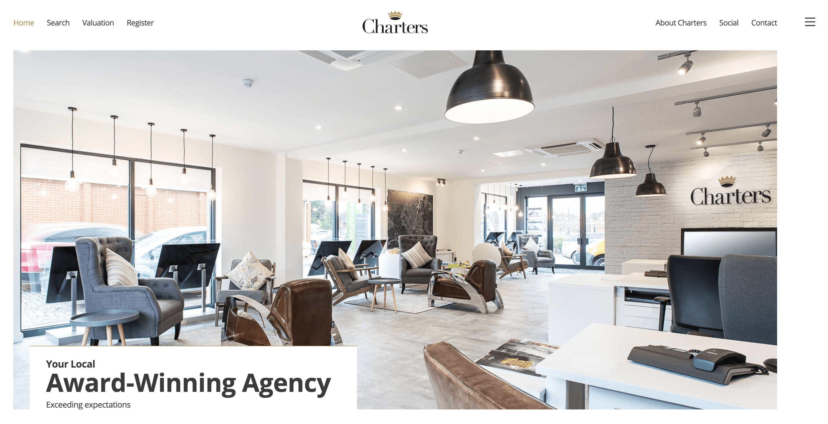 Charters Estate Agency website