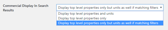 Commercial property search results display option