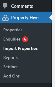 Import Properties WordPress Menu