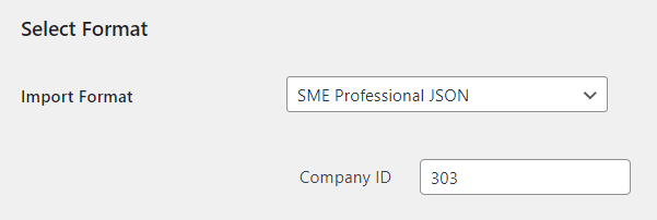 SME Professional JSON Import Setup