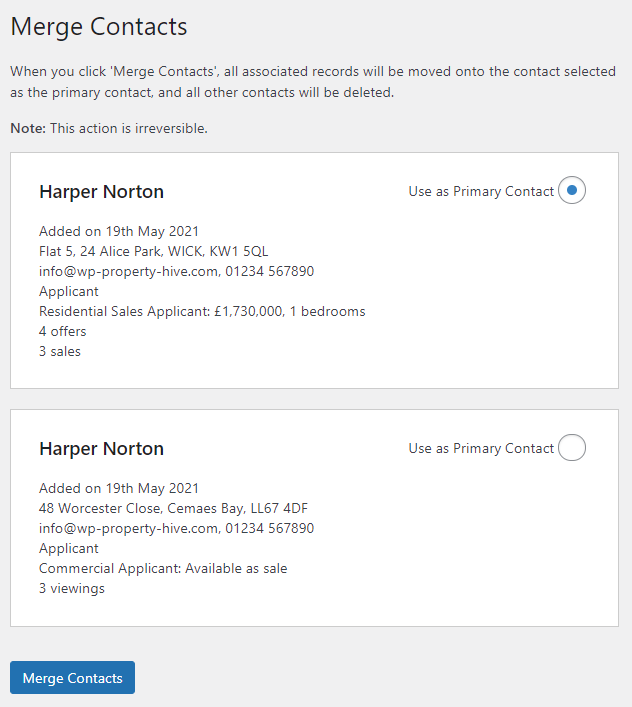 Merge Contacts Tool