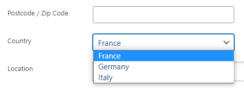 Property Country Selection