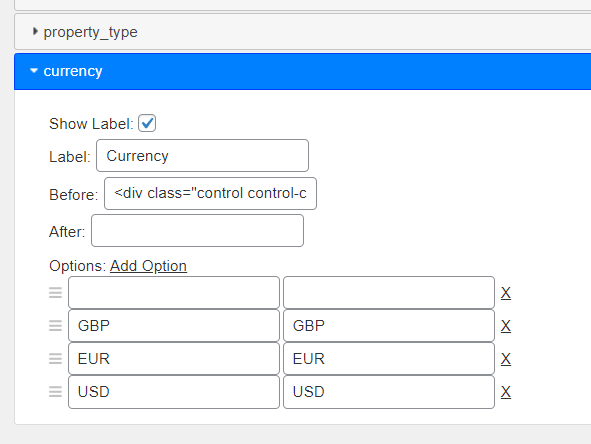 Currency Search Form Field