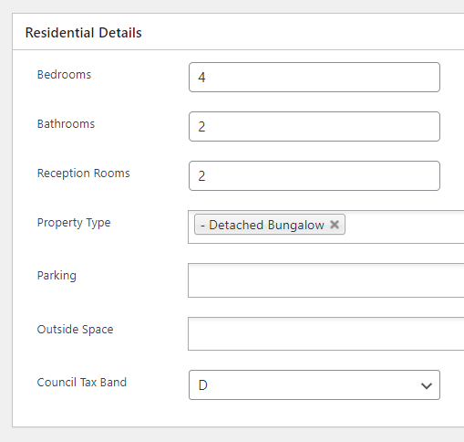 New Council Tax Band Property Field