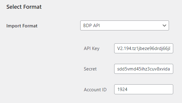 BDP Property Import Settings