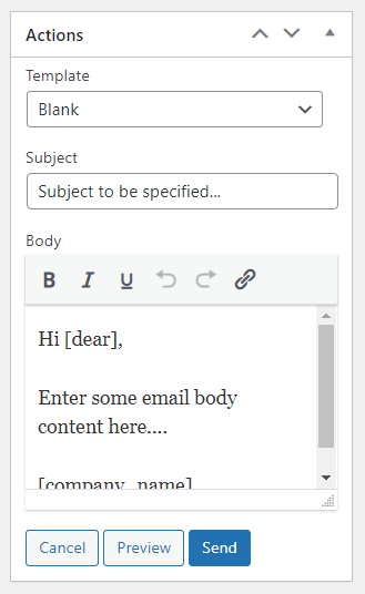 Email Templates Action