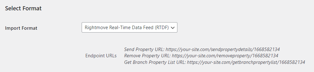 Property Import RTDF Options and Endpoints
