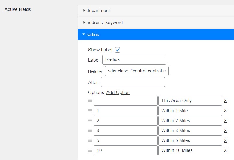 Add radial search to search form