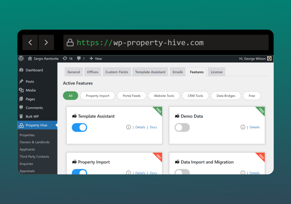Version 2 Property Hive Features Dashboard
