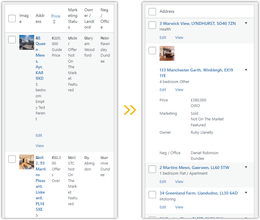 Property Hive Grids on Mobile - Before vs After