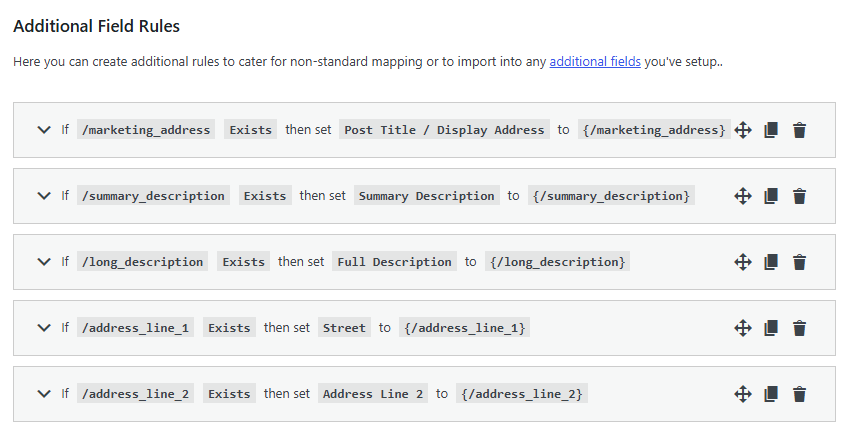 Suggested field mappings for an XML property import displayed in Property Hive.